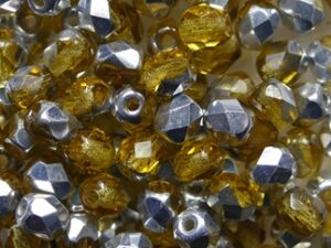 FP1-04-10070-27001 Topaz Half Labrador Czech Glass Facet Firepolish 4mm 50 stuks