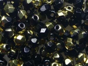 FP1-04-23980-26441 Jet Amber Czech Glass Facet Firepolish 4mm 50 stuks