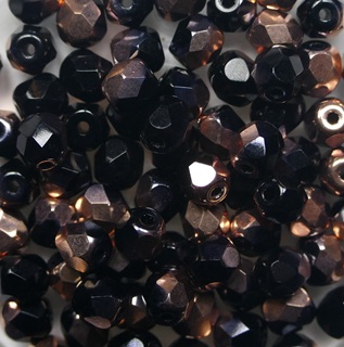 FP1-04-23980-27101 Jet Capri Gold Czech Glass Facet Firepolish 4mm color 23980-27101