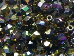 FP1-04-23980-98549 Jet California Green Czech Glass Facet Firepolish 4mm 50 stuks