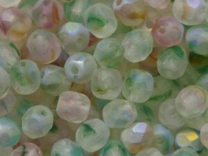 FP1-04-00030-Multi-84100-28701 Crystal Multi Mix Soft Matte AB Czech Glass Facet Firepolish 4mm 50 stuks