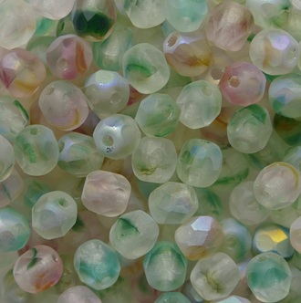 FP1-04-00030-Multi-84100-28701 Crystal Multi Mix Soft Matte AB Czech Glass Facet Firepolish 4mm color 00030-Multi-84100-28701