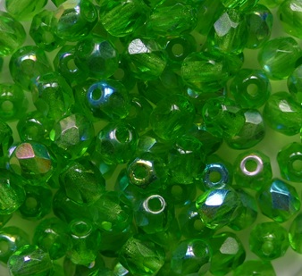 FP1-04-50120-28701 Green AB Czech Glass Facet Firepolish 4mm color 50120-28701