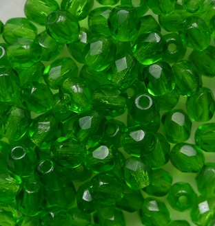 FP1-04-50120 Green Czech Glass Facet Firepolish 4mm color 50120
