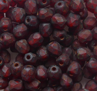 FP1-04-90040-84100-86800 Matte Hyacinth Travertin Czech Glass Facet Firepolish 4mm color 90040-84100-86800