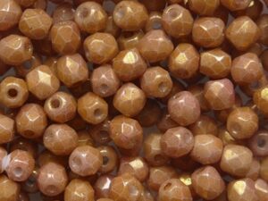 FP1-03-03000-14497 Chalk White Red Gold Luster Czech Glass Facet Firepolish 3mm 50 stuks