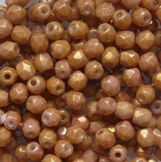 FP1-03-03000-14497 Chalk White Red Gold Luster Czech Glass Facet Firepolish 3 mm color 03000-14497