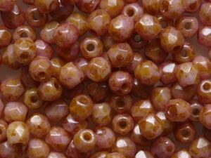 FP1-03-03000-64307 Chalk White Pink Orange Lazura Czech Glass Facet Firepolish 3mm 50 stuks