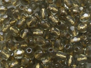 FP1-03-40030-68106 Black Diamond Gold Lined Czech Glass Facet Firepolish 3mm 50 stuks