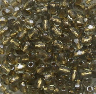 FP1-03-40030-68106 Black Diamond Gold Lined Czech Glass Facet Firepolish 3 mm color 40030-68106