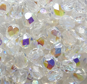 FP1-05-00030-28701 Crystal AB Czech Glass Facet Firepolish 5mm color 00030-28701