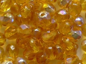 FP1-05-10080-28701 Dark Topaz AB Czech Glass Facet Firepolish 5mm 35 stuks