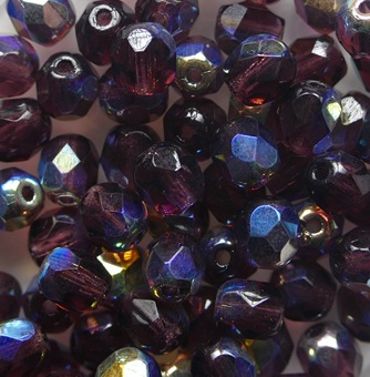 FP1-05-20070-28701 Dark Amethyst AB Czech Glass Facet Firepolish 5mm color 20070-28701