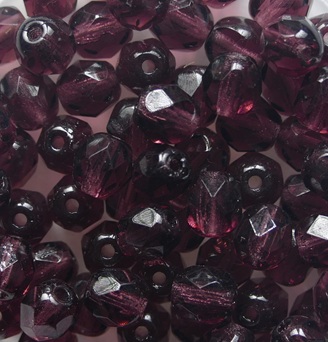 FP1-05-20070 Dark Amethyst Czech Glass Facet Firepolish 5mm color 20070