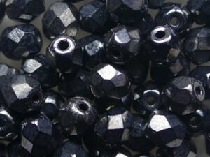 FP1-05-23980-14400 Jet Hematite Czech Glass Facet Firepolish 5mm 35 stuks