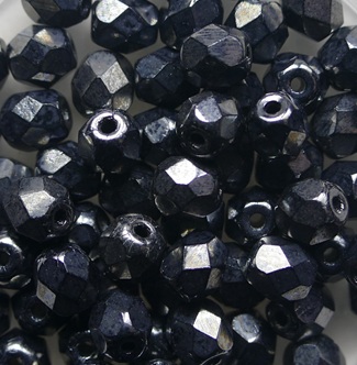 FP1-05-23980-14400 Jet Hematite Czech Glass Facet Firepolish 5mm color 23980-14400