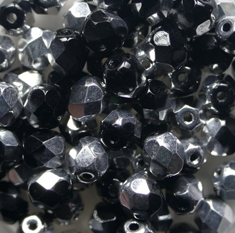 FP1-05-23980-27001 Jet Labrador Czech Glass Facet Firepolish 5mm color 23980-27001
