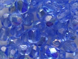 FP1-05-30030-28701 Medium Sapphire AB Czech Glass Facet Firepolish 5mm 35 stuks