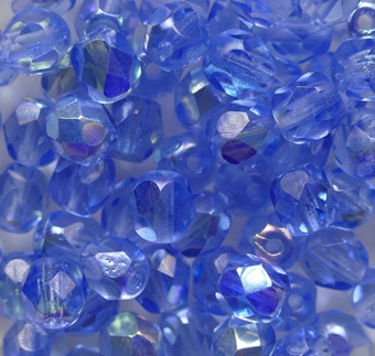 FP1-05-30030-28701 Medium Sapphire AB Czech Glass Facet Firepolish 5mm color 30030-28701