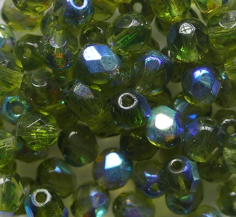 FP1-05-50240-28701 Olivine AB Czech Glass Facet Firepolish 5mm color 50240-28701