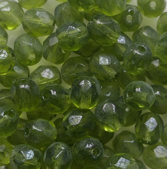 FP1-05-50240 Dark Olivine Czech Glass Facet Firepolish 5mm color 50240