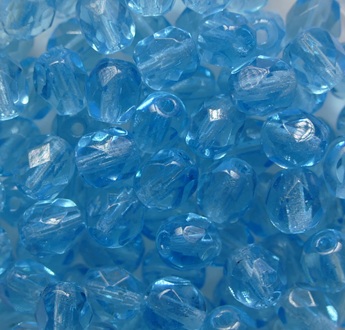 FP1-05-60010 Aquamarine Czech Glass Facet Firepolish 5mm color 60010