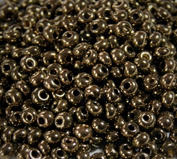 5-0-PD-23980-14485 Jet Dark Gold Bronze Preciosa 5-0 drops 5-0-PD-23980-14485 Jet Dark Gold Bronze Preciosa 5/0 drops