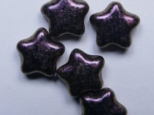 0080739 Jet Purple Shimmer Star Glass Bead 12 mm 15 Pc. - Afbeelding 1