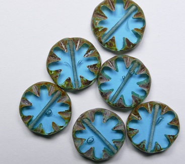 0090525 Aquamarine Picasso Table Cut Sun Bead color 60010-86800