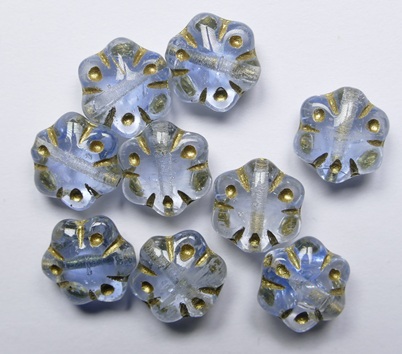 0090526 Light Sapphire Melee Gold Washed Folklore Flower Bead color R0302-54302