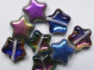 0090527 Crystal Full Vitrail Blue Star Glass Bead 12 mm 15 Pc.