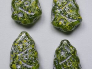 0100647 Olivine Tweedy Yellow Silver Washed Kerstboom Kralen 7 Pc.