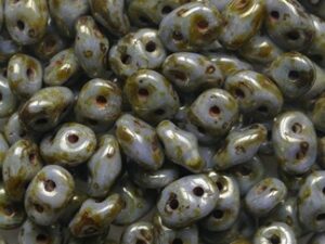 SD-03000-65435 Luster Marble Light Green Matubo SuperDuo 10 gram - Afbeelding 1