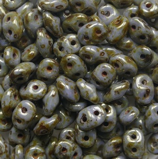 SD-03000-65435 Luster Marble Light Green Matubo SuperDuo color 03000-65435
