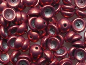 TEC-08A07 Color Trends Sueded Gold Samba Red Teacup Beads 5 gram