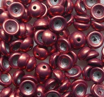 TEC-08A07 Color Trends Sueded Gold Samba Red Teacup bead 4x2 mm color 08A07