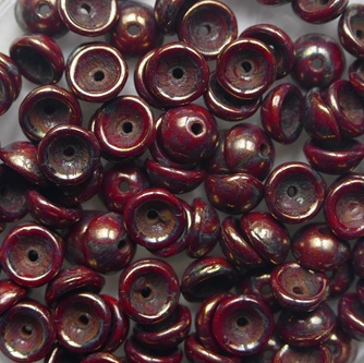 TEC-93200BT Opaque Red Bronze Travertin Teacup bead 4x2 mm color BT93200