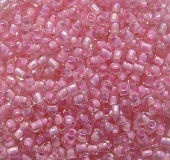 TR-11-0191B Inside Color Transparent Rainbow Crystal Hot Pink Lined Toho rocailles 11-0 color 191B