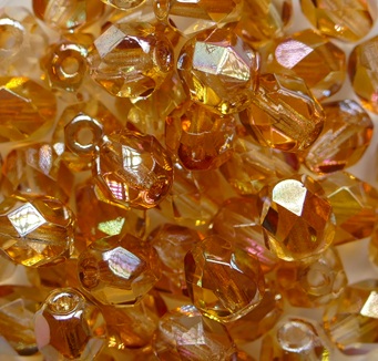 fp1-06-00030-29121 Crystal Apricot Czech Glass Facet Firepolish 6 mm color 00030-29121
