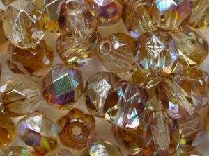 FP1-06-00030-98532 Crystal Brown Rainbow Czech Glass Facet Firepolish 6 mm 25 stuks
