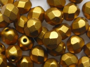 FP1-06-0174KJT Matte Metallic Antique Gold Czech Glass Facet Firepolish 6 mm 25 stuks