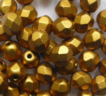 fp1-06-01740KJT Matte Metallic Antique Gold Czech Glass Facet Firepolish 6 mm color K01740JT