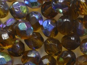 FP1-06-10220X Smoked Topaz AB Czech Glass Facet Firepolish 6 mm 25 stuks