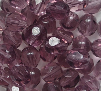 fp1-06-20030 Light Amethyst Czech Glass Facet Firepolish 6 mm color 20030