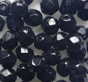 fp1-06-23980 Jet Czech Glass Facet Firepolish 6 mm color 23980