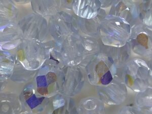 FP1-06-30000X Light Sapphire AB Czech Glass Facet Firepolish 6 mm 25 stuks