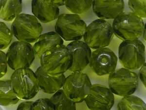 FP1-06-50240 Olive Green Czech Glass Facet Firepolish 6 mm 25 stuks