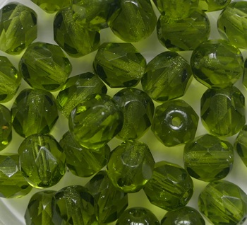 fp1-06-50240 Olive Green Czech Glass Facet Firepolish 6 mm color 50240
