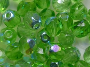 FP1-06-50420X Lime Green AB Czech Glass Facet Firepolish 6 mm 25 stuks
