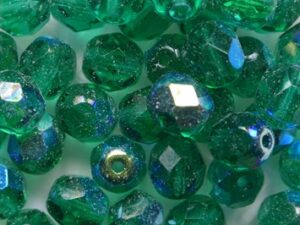 FP1-06-50720X Emerald AB Czech Glass Facet Firepolish 6 mm 25 stuks
